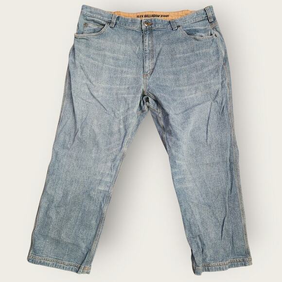 Duluth jeans Men's Sz 42x27 Relaxed Fit Straight Med-Wash Flex Ballroom - Picture 1 of 8